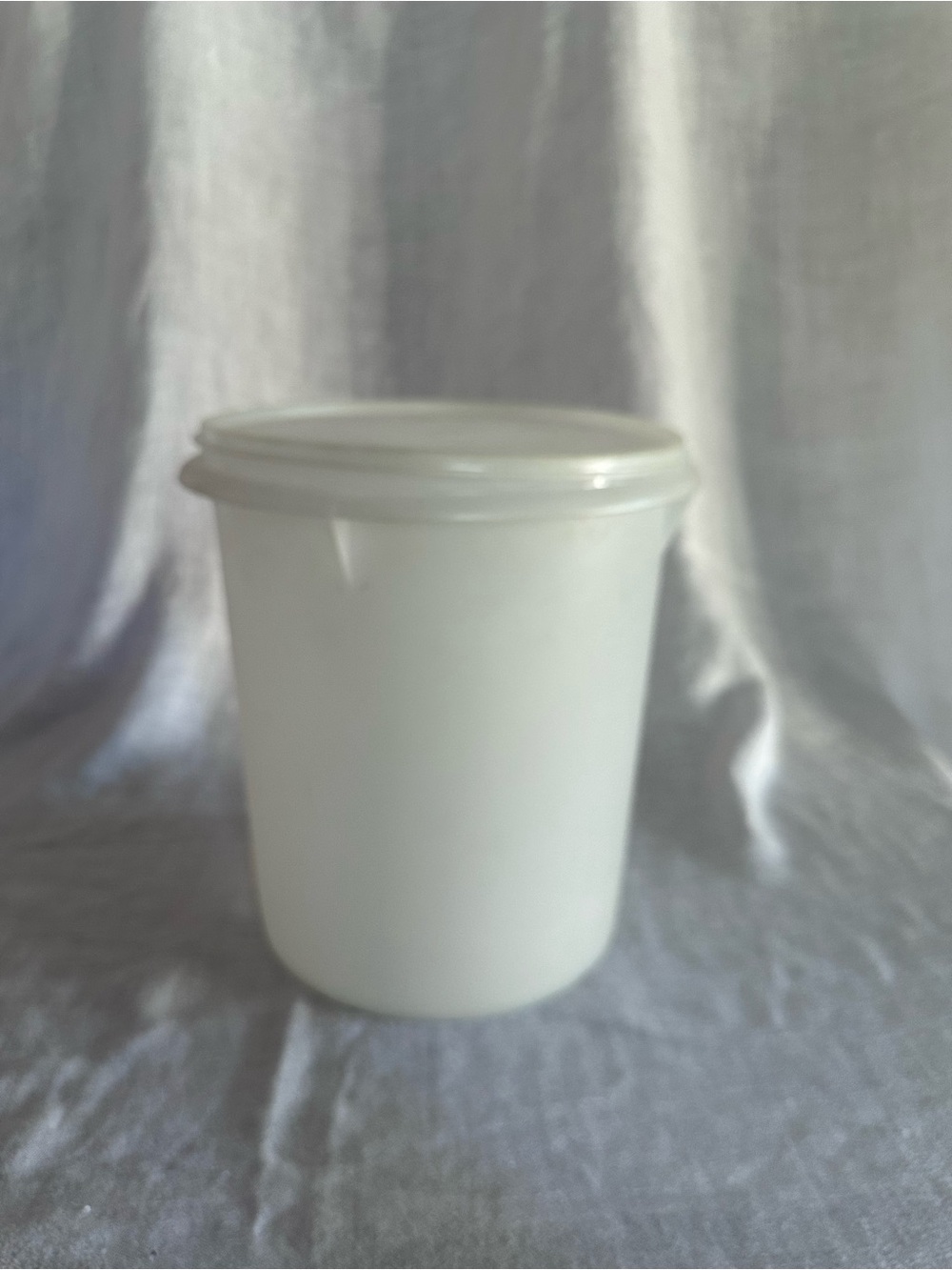 Large white Tupperware container with Lid